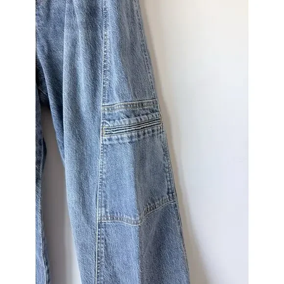 Habitual Blue Jeans Size 12/31 Women’s Whide Leg Cargo 35x31 Denim Relaxed - Picture 5 of 9